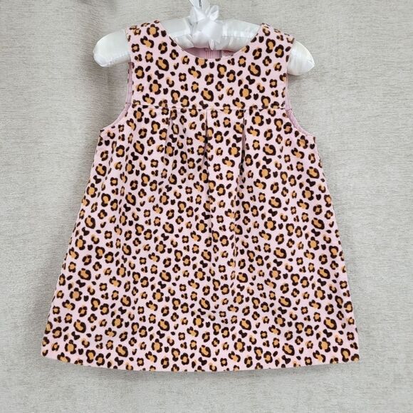 Gymboree Shift Dress Pink Leopard Velvet Cotton Girls Size Infant 18-24mo - Picture 1 of 9